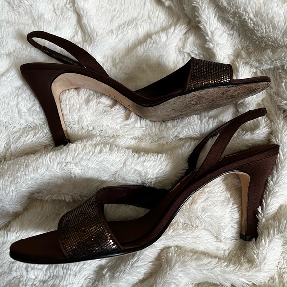Bronze Chiffon Kitten Heels - Picture 2 of 4